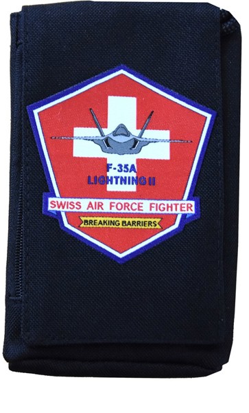 Bild von XL Handytasche schwarz mit F-35 Lightning Abzeichen